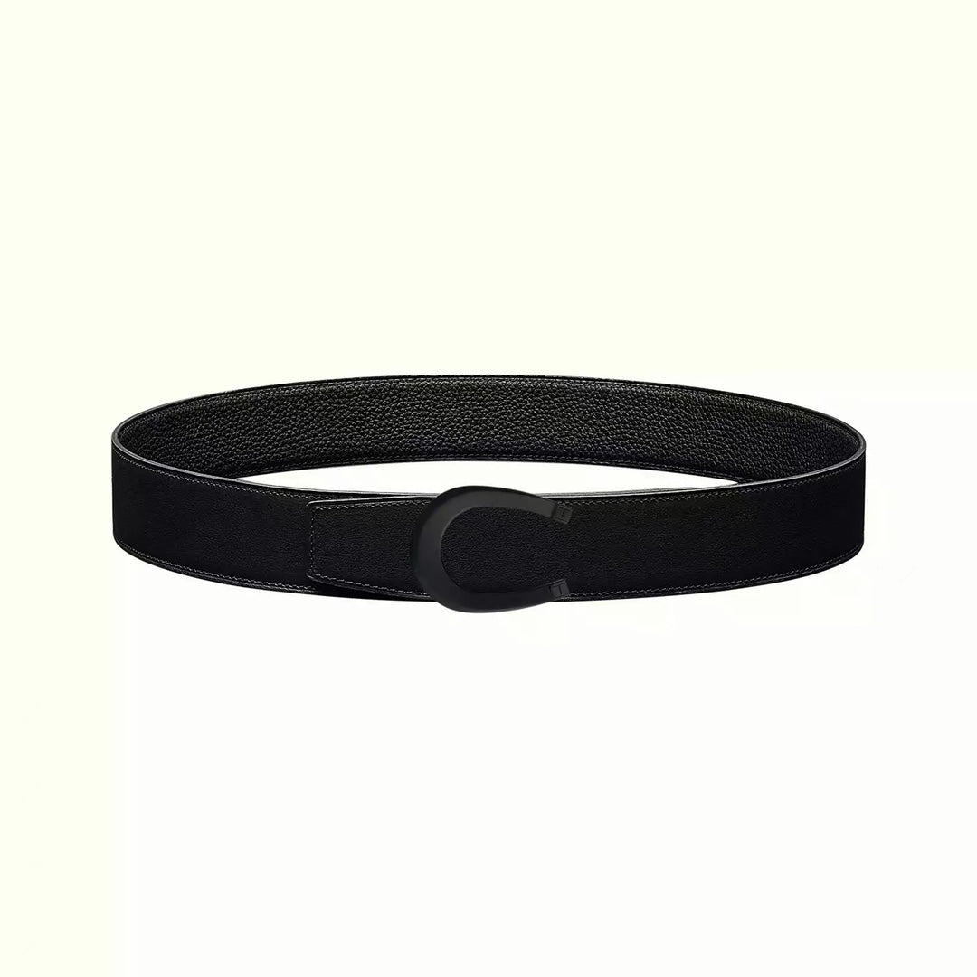 HM LUCK BELT BUCKLE & REVERSIBLE BLACK LEATHER STRAP 38MM - 30