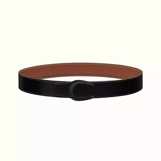 HM LUCK BELT BUCKLE & REVERSIBLE GINGER ORANGE AND BLACK LEATHER STRAP 38MM - 30
