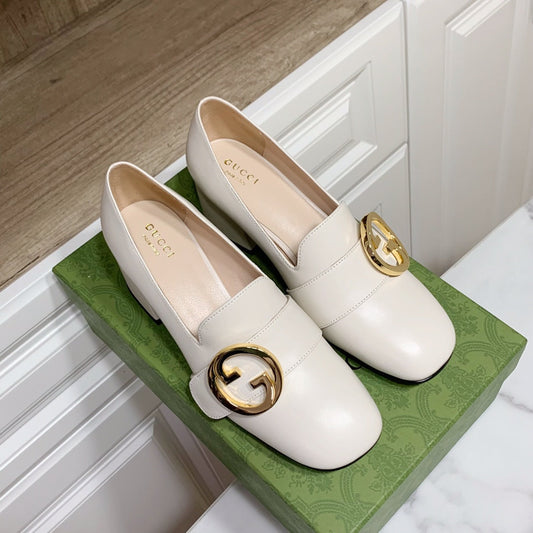 GUCCI 26S BLONDIE ВИСОКІ ПІДБОРИ 55 ММ З БІЛОЇ ТЕЛЯЧОЇ ШКІРИ