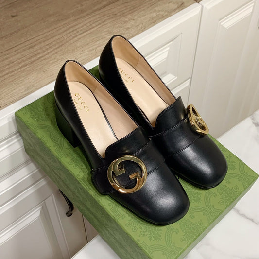 GUCCI 26S BLONDIE, ТУФЛІ НА ВИСОКИХ ПІДБОРАХ, 55 ММ, З ЧОРНОЇ ТЕЛЯЧОЇ ШКІРИ