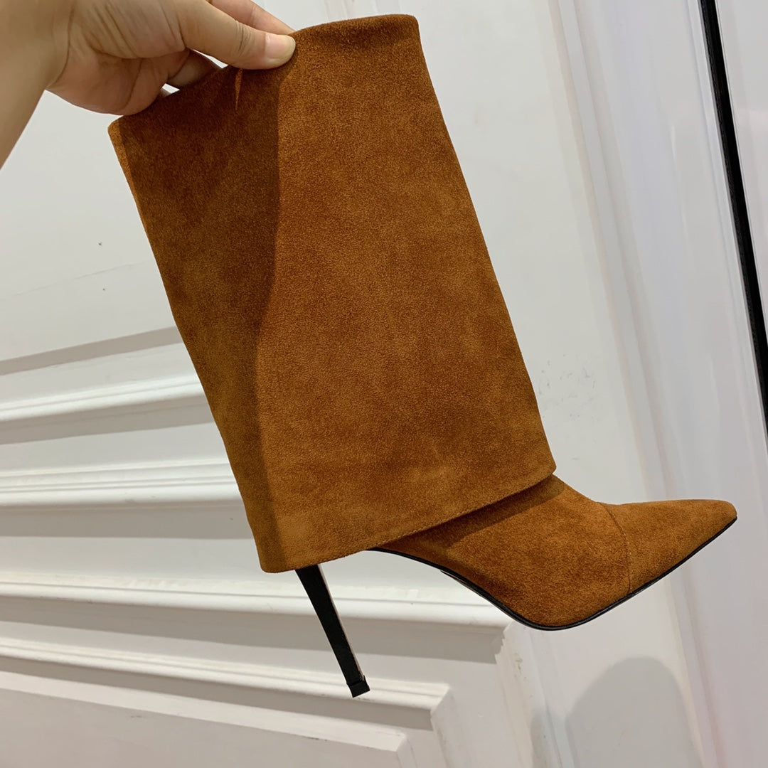 ЧОБОТИ BALMAIN 26S 105 ММ З КОРИЧНЕВОЇ ЗАМШІ