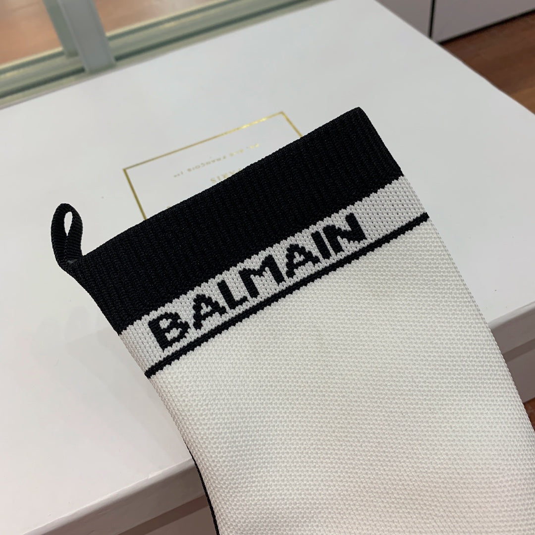 ЧОБОТИ BALMAIN 26S 105 ММ БІЛОГО ТА ЧОРНОГО КОЛЬОРУ З FLYKNIT, СТИЛЬ 18