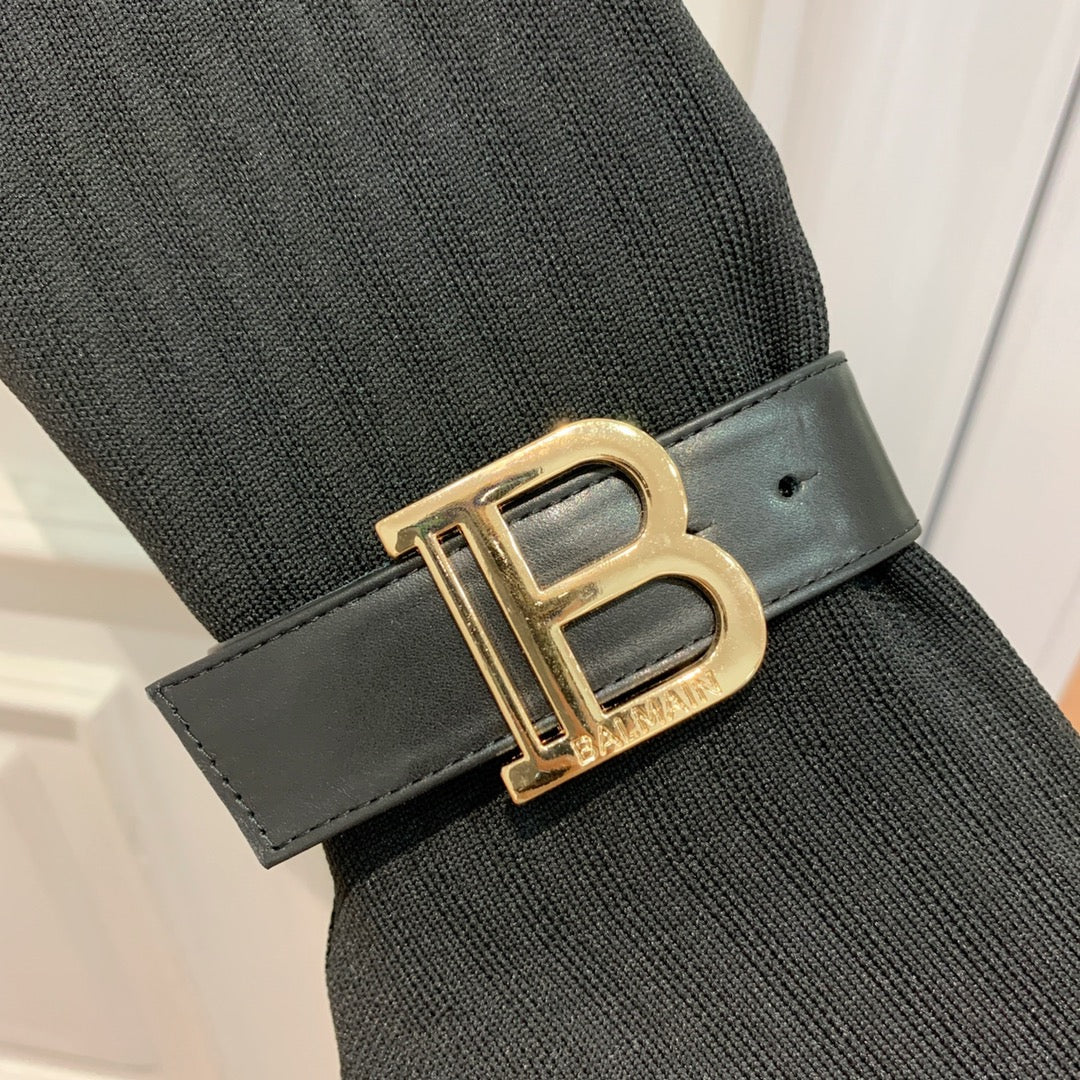 ВИСОКІ ЧОБОТИ BALMAIN 26S 105 ММ З ЧОРНОГО МАТЕРІАЛУ FLYKNIT