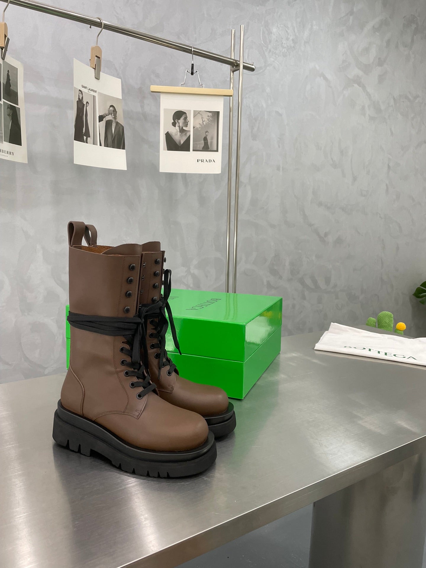 LUG LACE-UP BOOT IN CHOCOLATE BROWN CALFSKIN 7 CM - 34