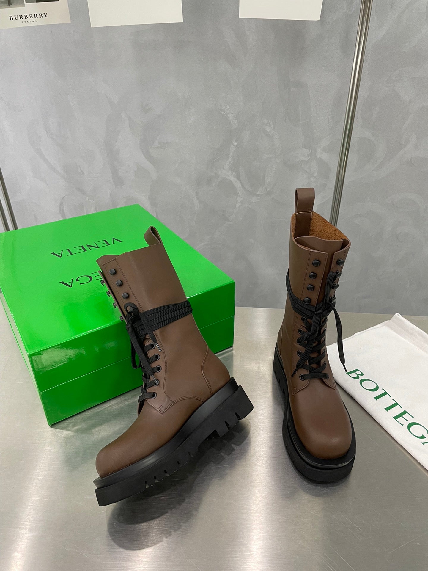 LUG LACE-UP BOOT IN CHOCOLATE BROWN CALFSKIN 7 CM - 34