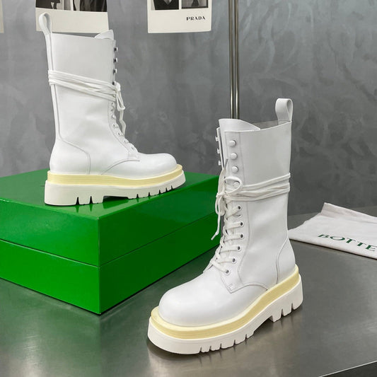 LUG LACE-UP BOOT IN WHITE CALFSKIN 7 CM - 34