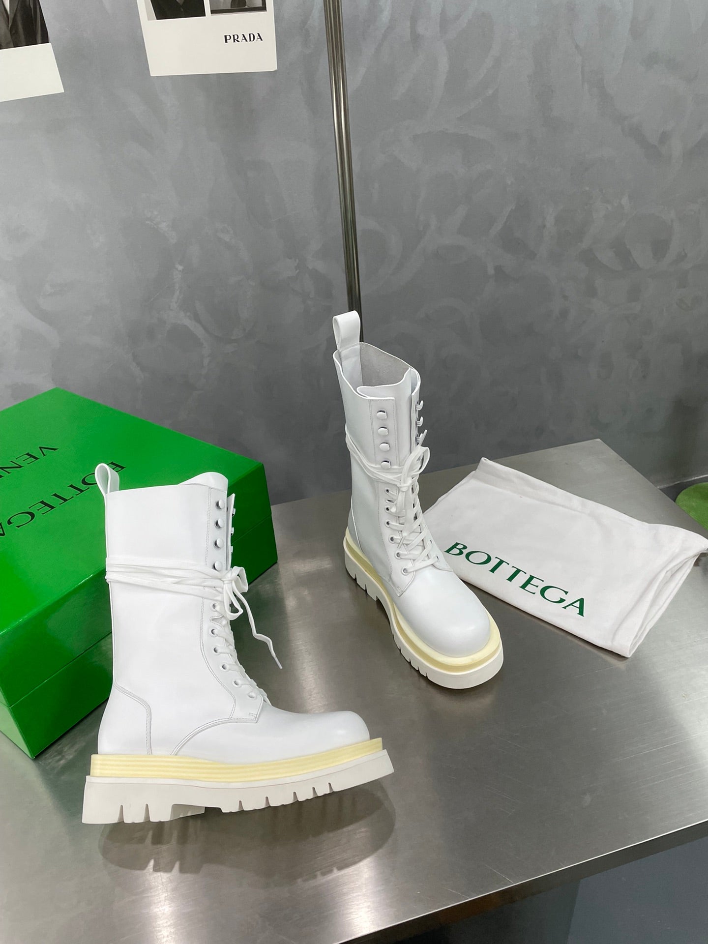 LUG LACE-UP BOOT IN WHITE CALFSKIN 7 CM - 34