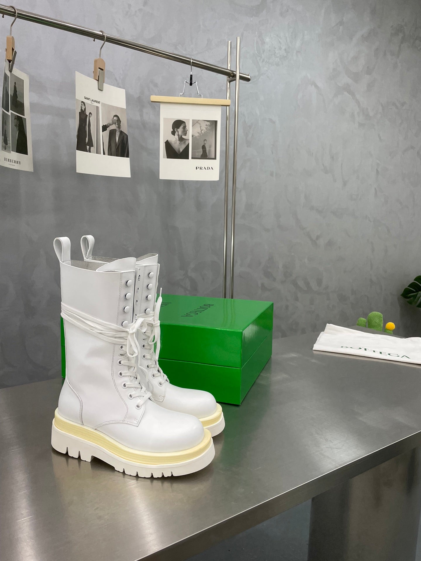 LUG LACE-UP BOOT IN WHITE CALFSKIN 7 CM - 34