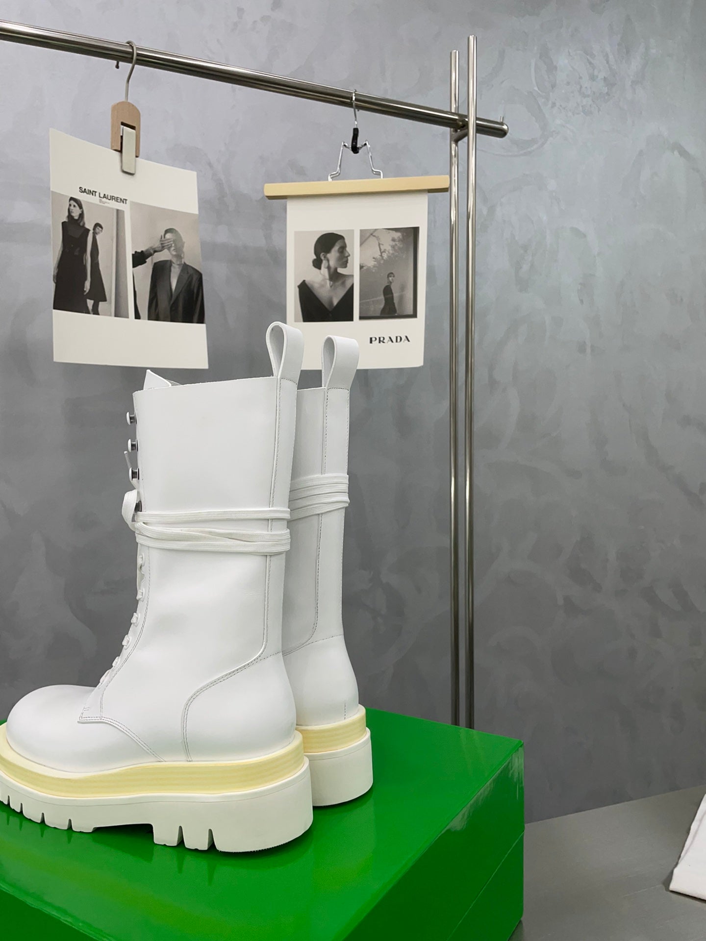 LUG LACE-UP BOOT IN WHITE CALFSKIN 7 CM - 34