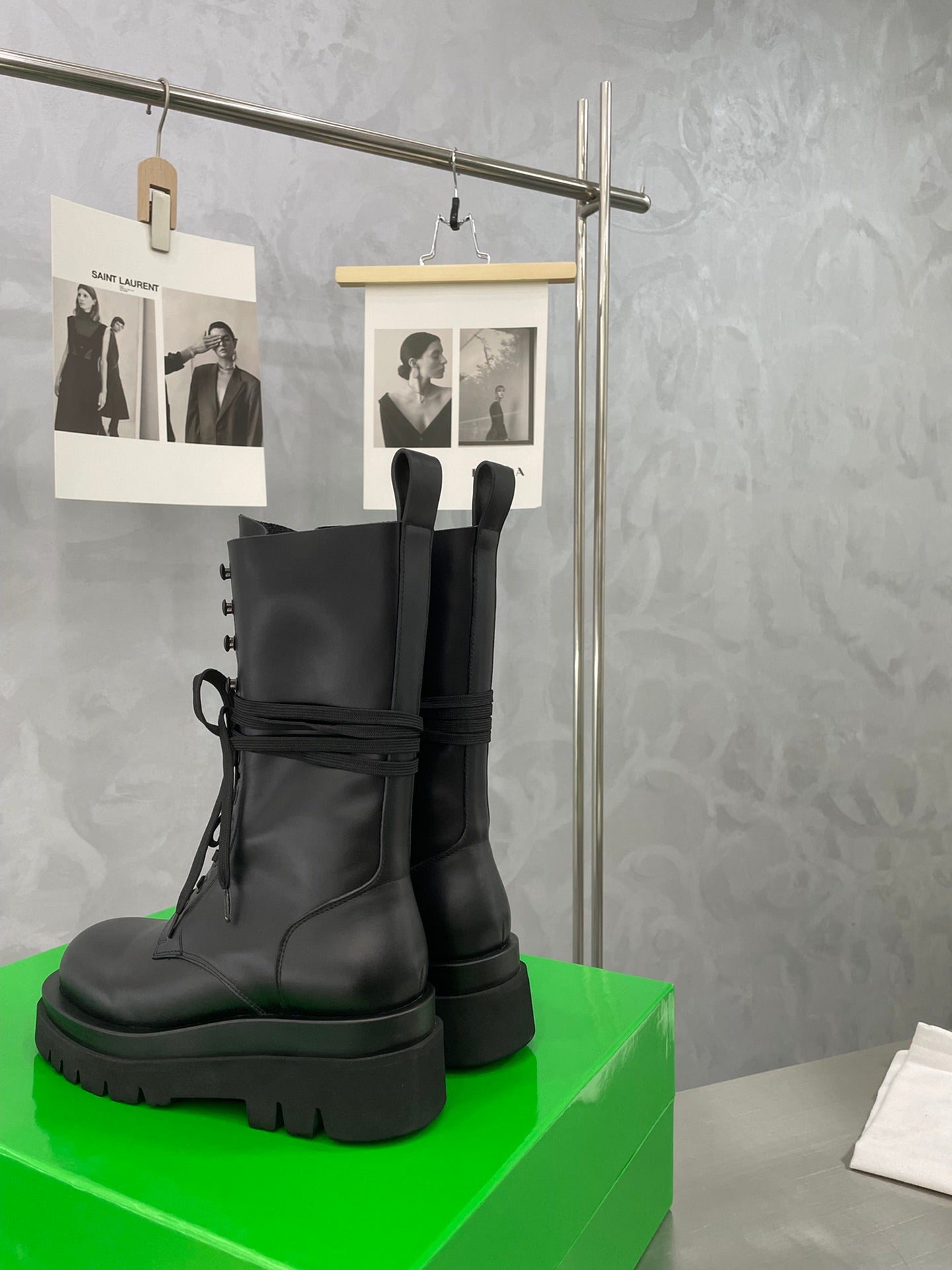 LUG LACE-UP BOOT IN BLACK CALFSKIN 7 CM - 34