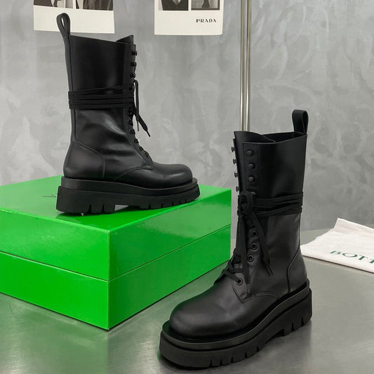 LUG LACE-UP BOOT IN BLACK CALFSKIN 7 CM - 34