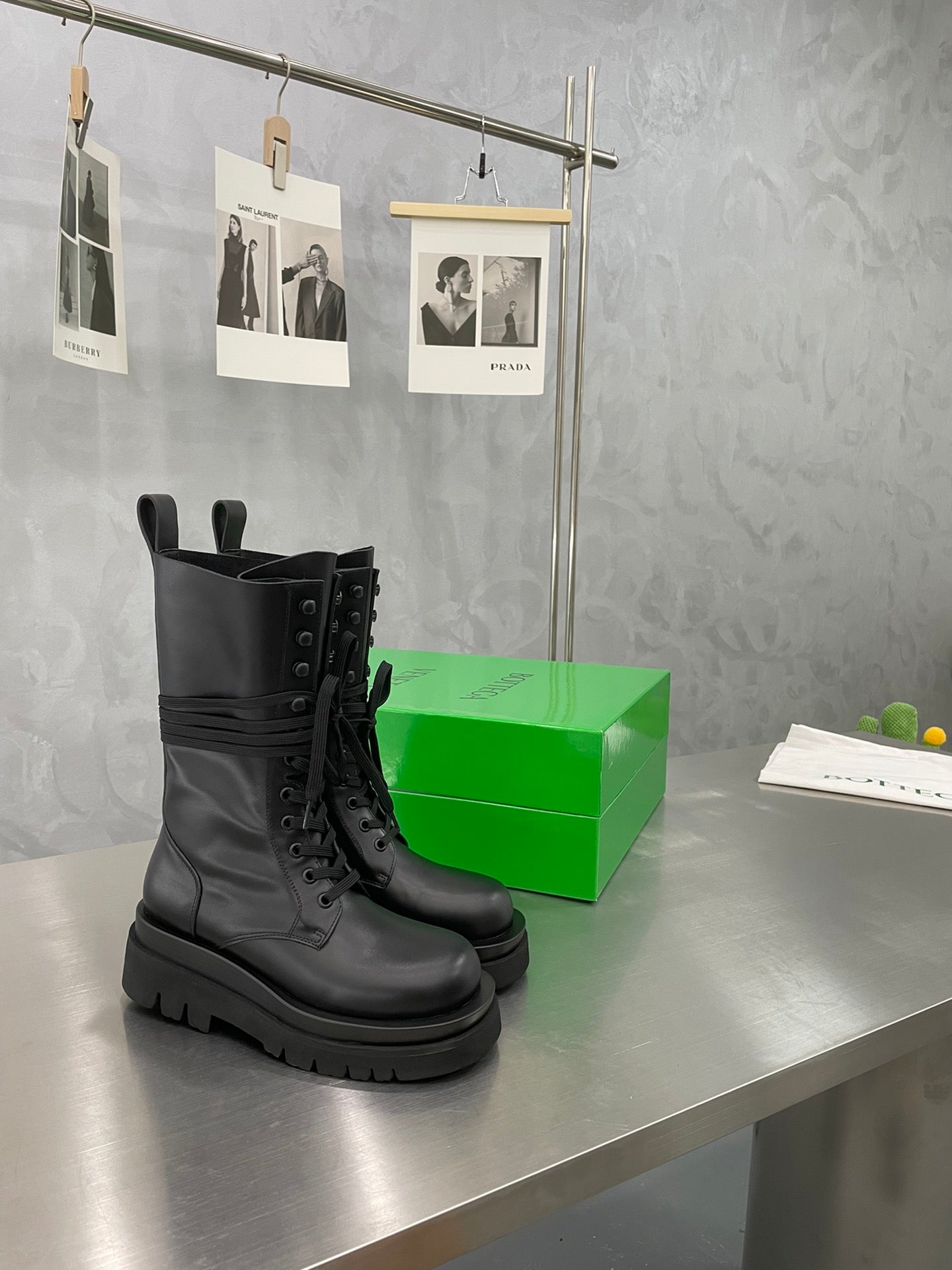 LUG LACE-UP BOOT IN BLACK CALFSKIN 7 CM - 34