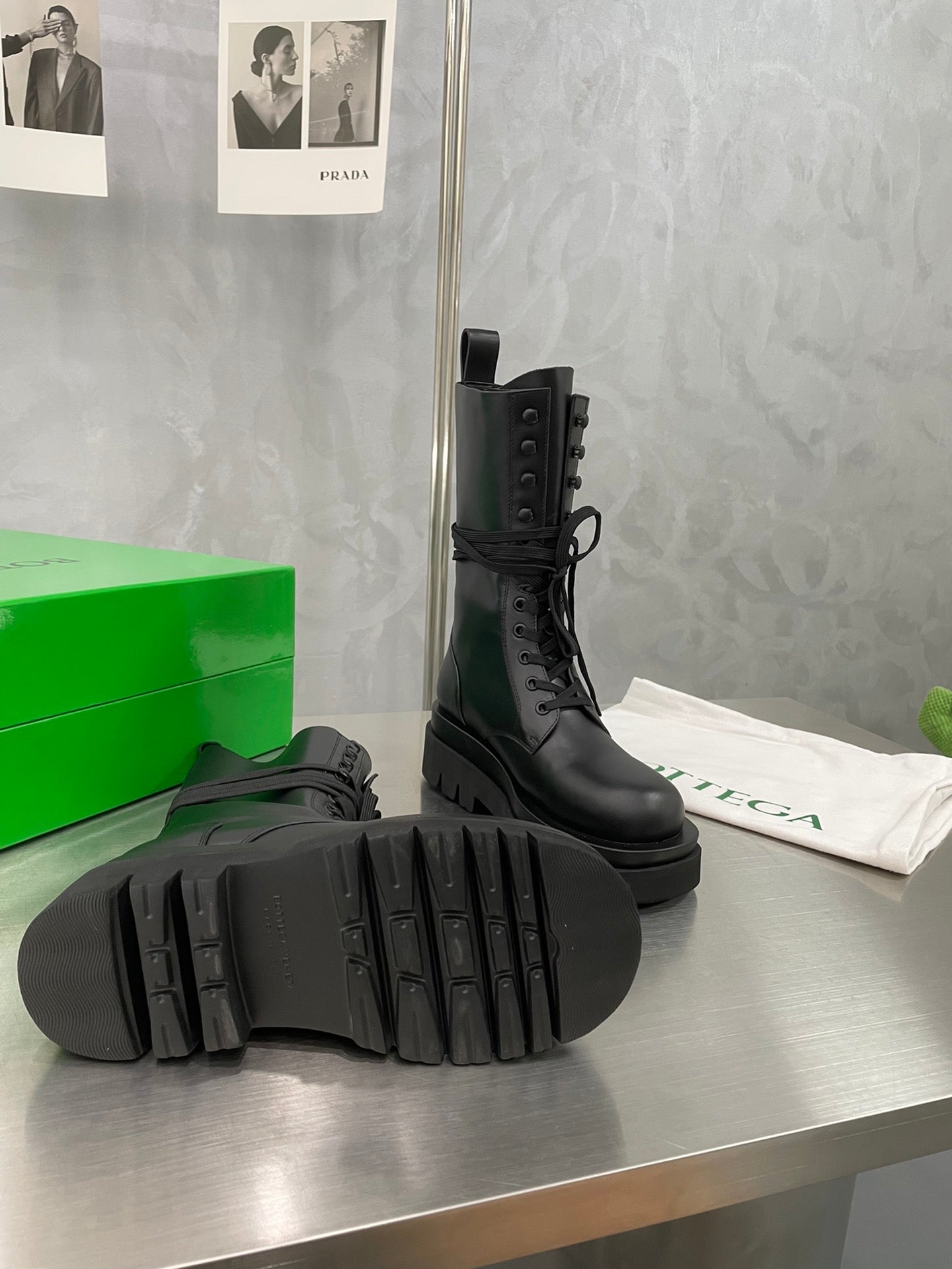 LUG LACE-UP BOOT IN BLACK CALFSKIN 7 CM - 34