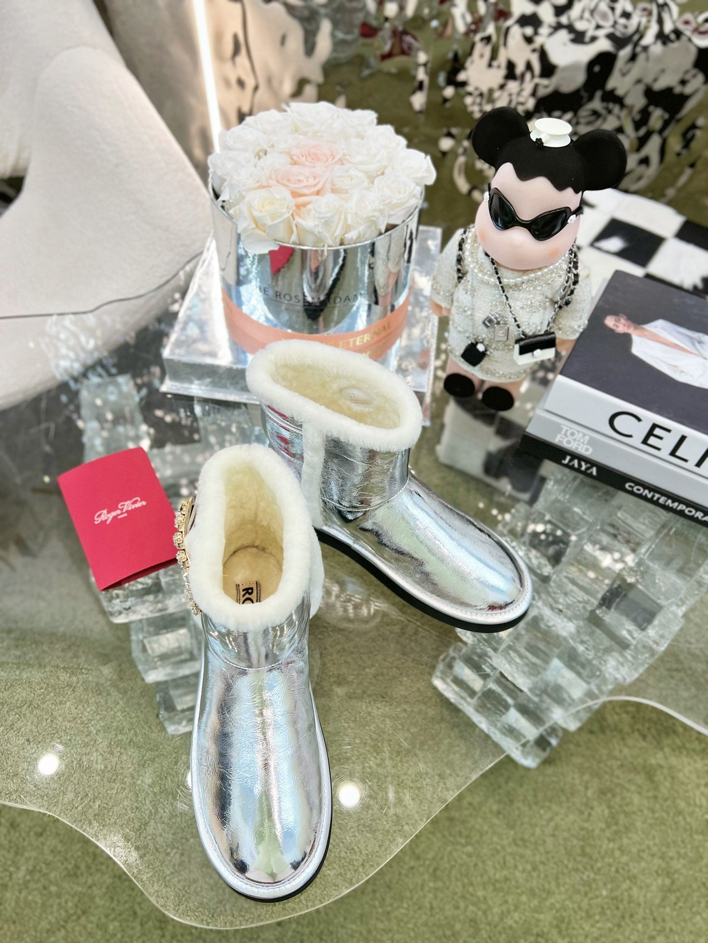 VIV SNOW ANKLE BOOTS IN SILVER PATENT CALFSKIN - 35