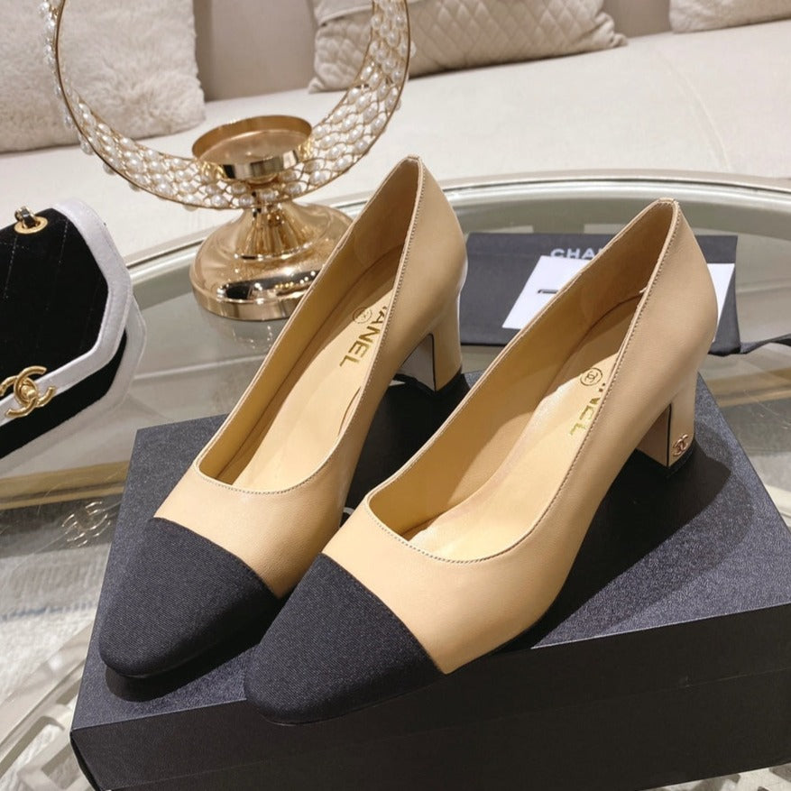 cc pump 6.5 beige black lambskin - 35