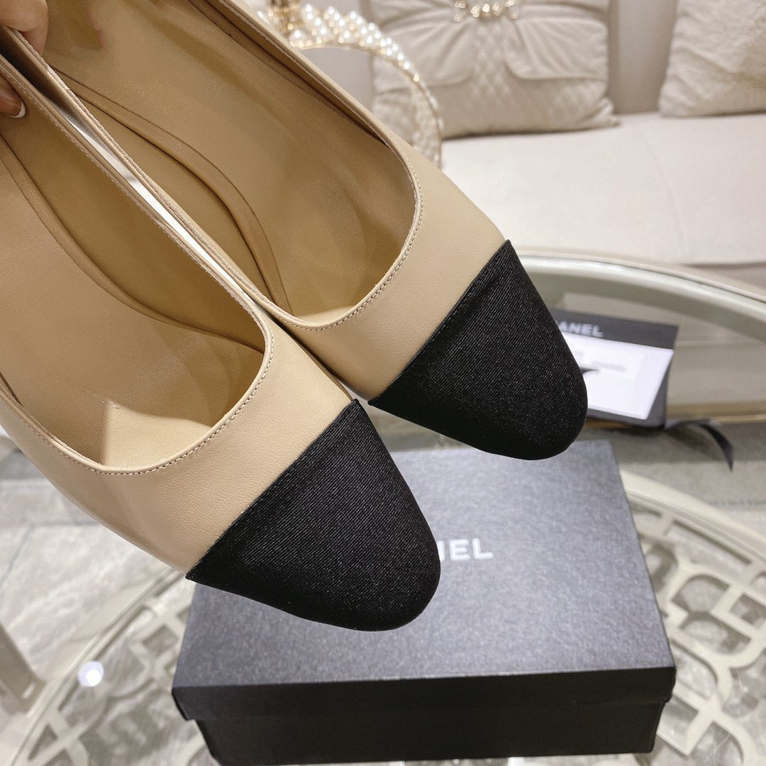 cc pump 6.5 beige black lambskin - 35