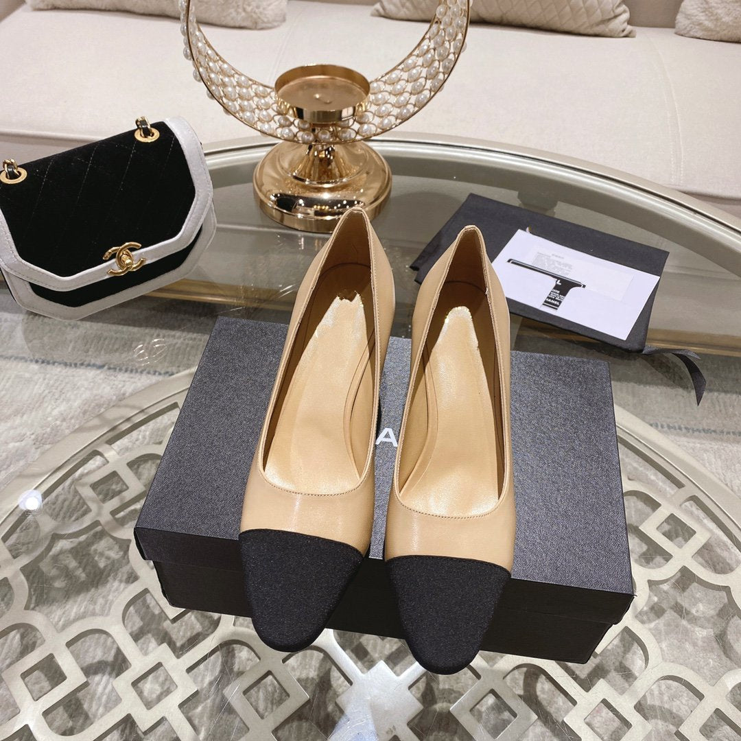 cc pump 6.5 beige black lambskin - 35