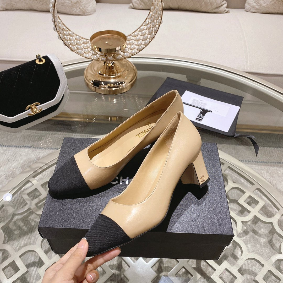 cc pump 6.5 beige black lambskin - 35