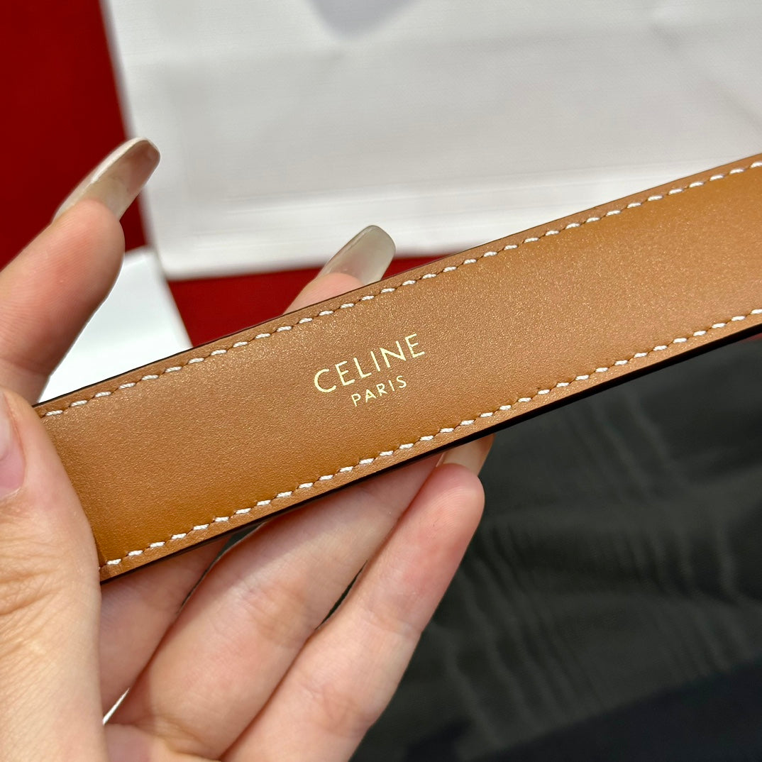 BELT 25MM IN WHITE AND BROWN CALFSKIN WITH LOGO PRINT AND GOLD BUCKLE - 30