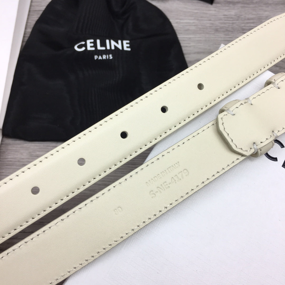 CL MEDIUM 25 MM TRIOMPHE BELT IN WHITE LEATHER GOLD HARDWARE - 30