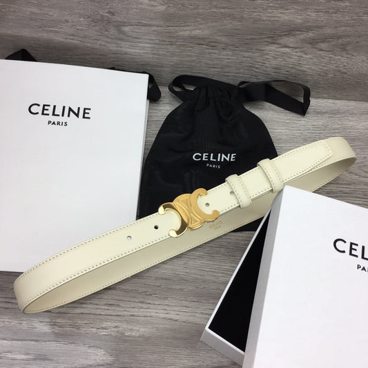 CL MEDIUM 25 MM TRIOMPHE BELT IN WHITE LEATHER GOLD HARDWARE - 30