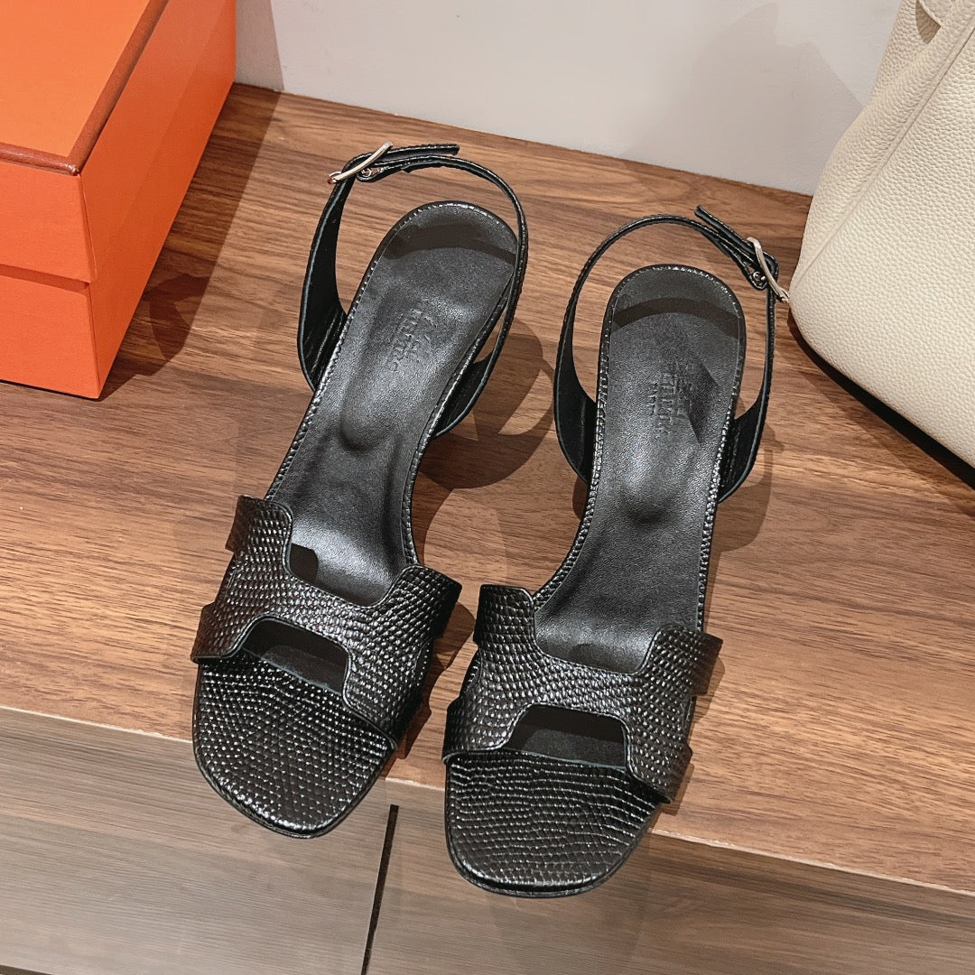 HOLY 75 SANDAL IN BLACK GRAINED CALFSKIN - 35