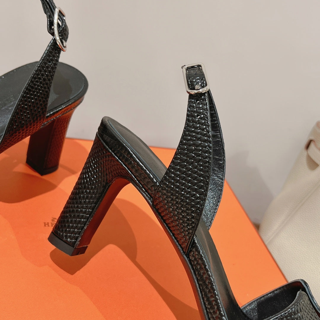 HOLY 75 SANDAL IN BLACK GRAINED CALFSKIN - 35