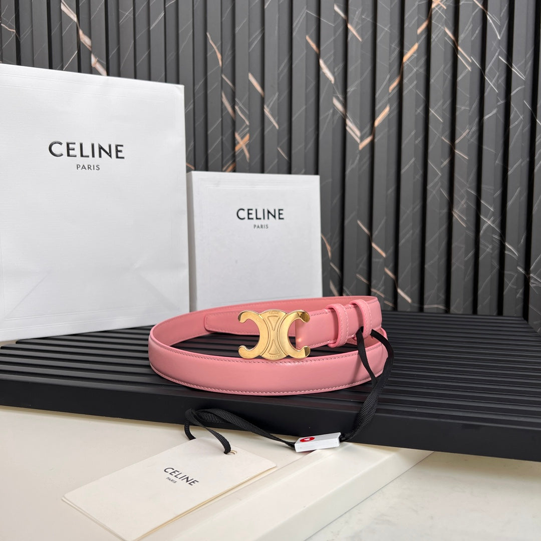 CL TRIOMPHE 25 MM BELT IN BLUSH PINK CALFSKIN GOLD HARDWARE - 30