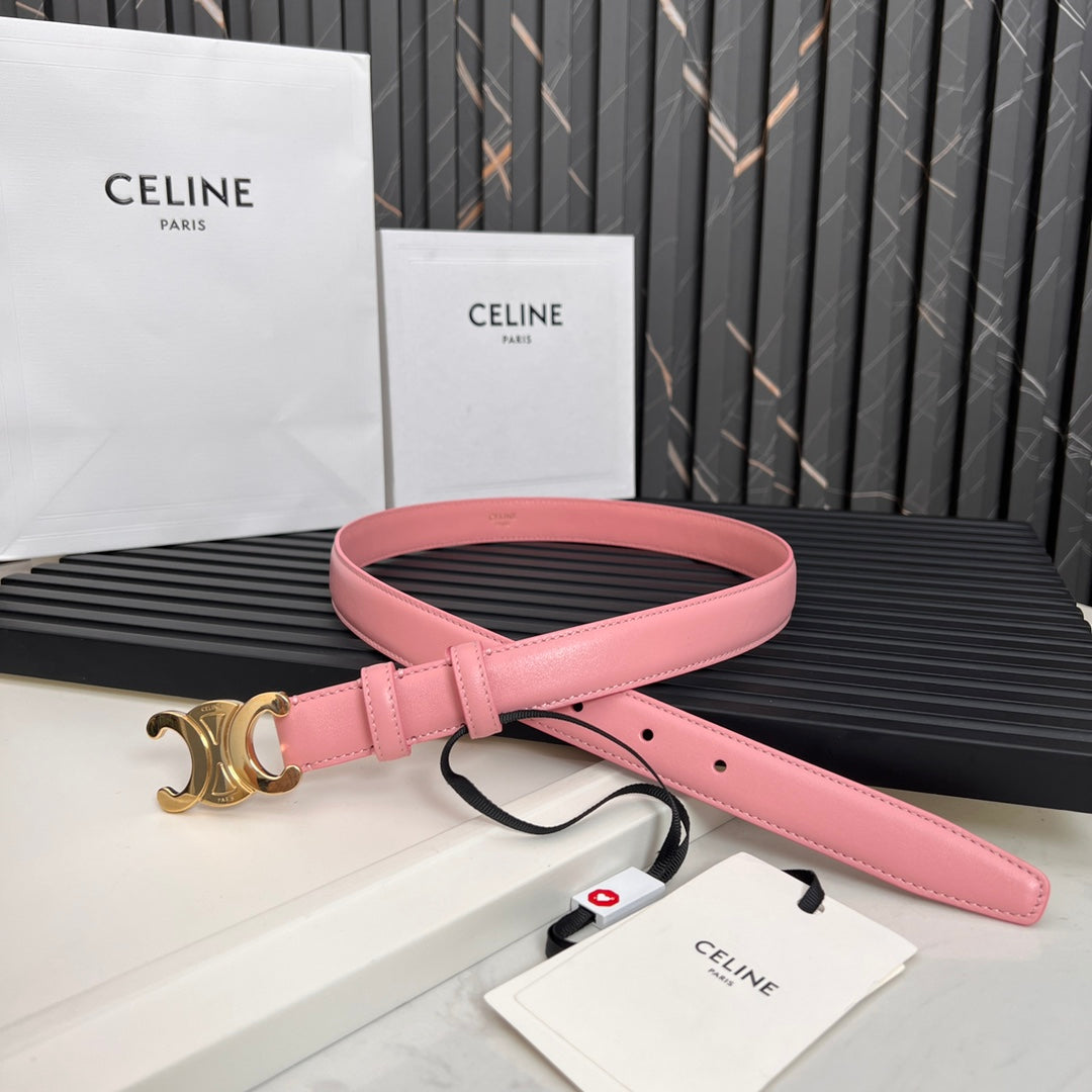 CL TRIOMPHE 25 MM BELT IN BLUSH PINK CALFSKIN GOLD HARDWARE - 30