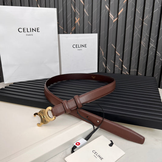 CL TRIOMPHE 25 MM BELT IN PENNY BROWN CALFSKIN GOLD HARDWARE - 30
