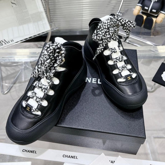 CC CANO ALTO SNEAKER IN BLACK CALFSKIN AND RUBBER - 35