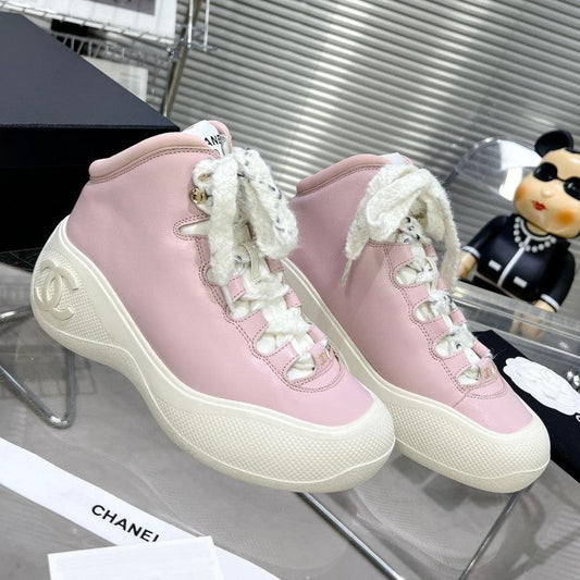 CC CANO ALTO SNEAKER IN BLUSH PINK CALFSKIN AND WHITE RUBBER - 35