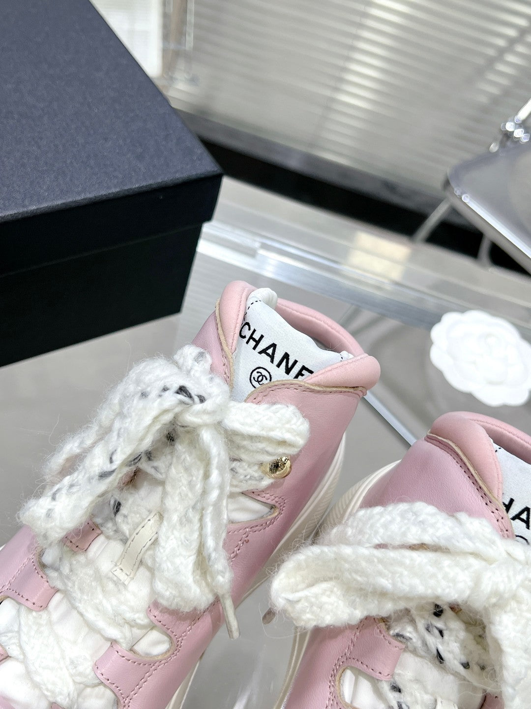 CC CANO ALTO SNEAKER IN BLUSH PINK CALFSKIN AND WHITE RUBBER - 35