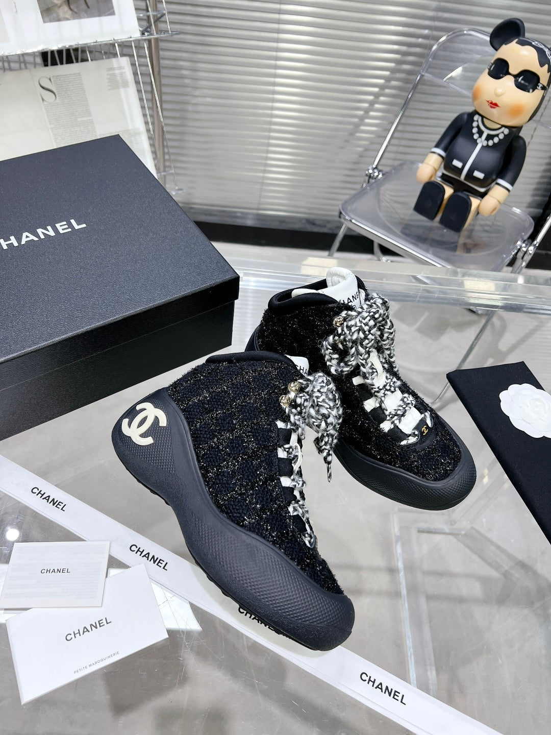 CC CANO ALTO SNEAKER IN BLACK TWEED AND RUBBER - 35