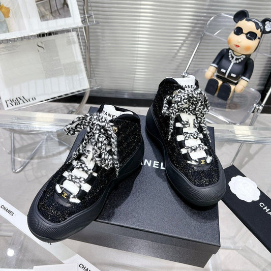 CC CANO ALTO SNEAKER IN BLACK TWEED AND RUBBER - 35