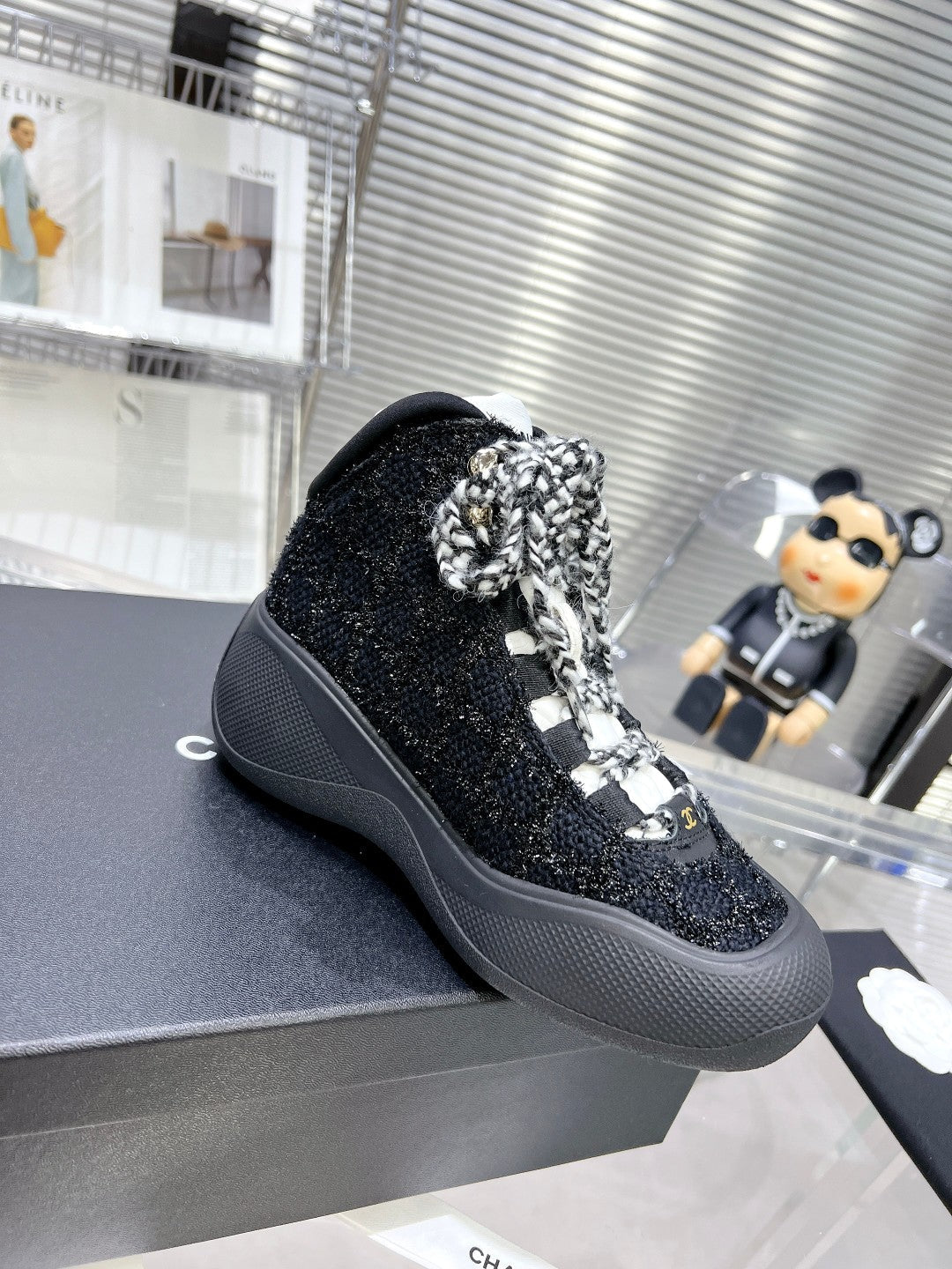 CC CANO ALTO SNEAKER IN BLACK TWEED AND RUBBER - 35