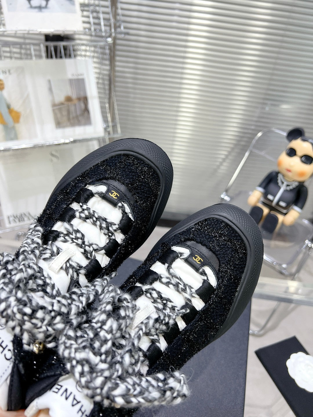 CC CANO ALTO SNEAKER IN BLACK TWEED AND RUBBER - 35