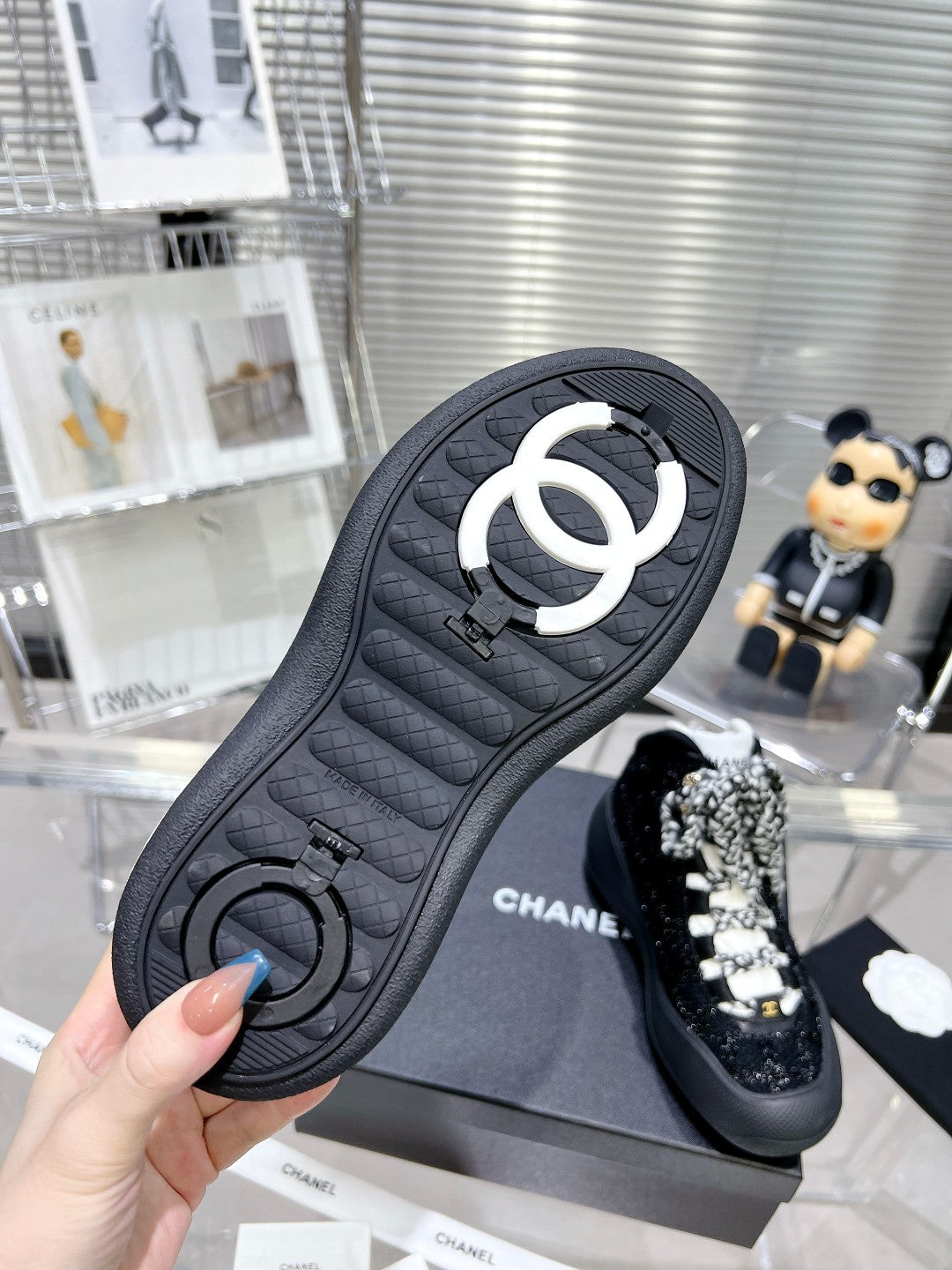 CC CANO ALTO SNEAKER IN BLACK TWEED AND RUBBER - 35
