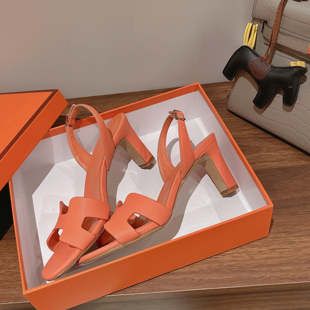 SLINGBACK SANDAL ETERNITE 75 CANTALOUPE LAMBSKIN - 35