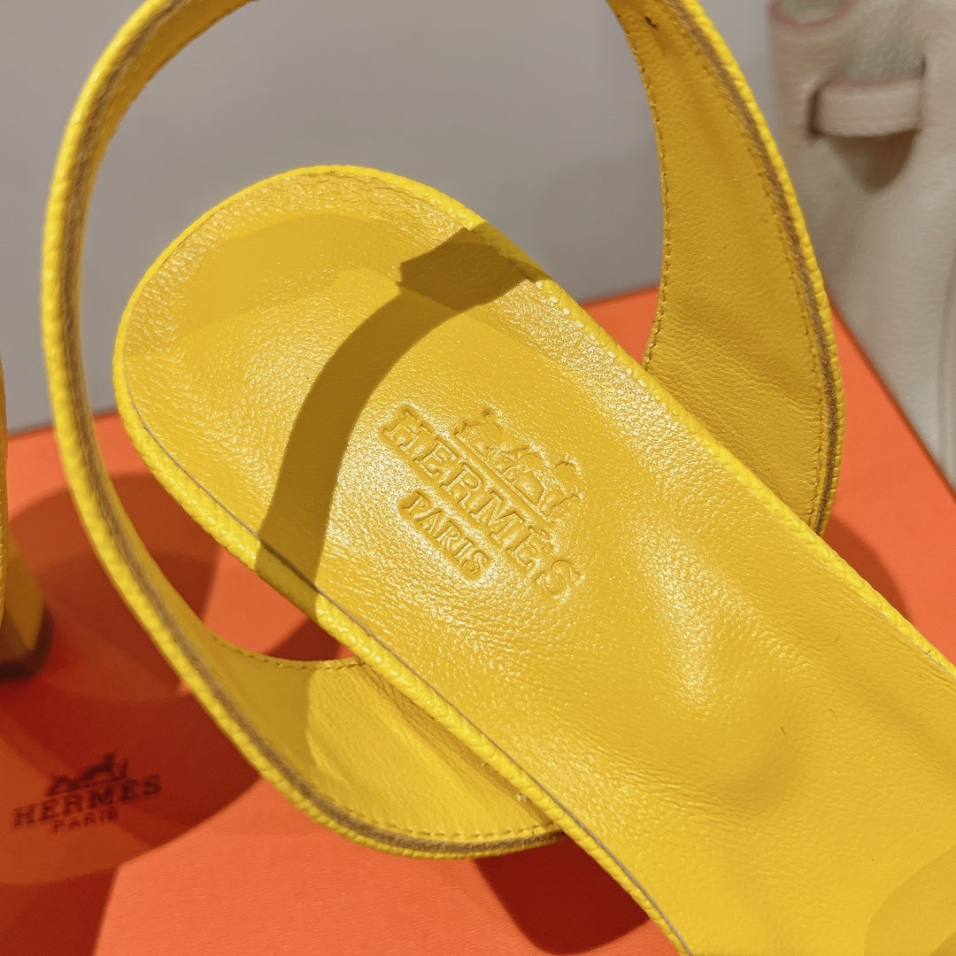 SLINGBACK SANDAL ETERNITE 75 YELLOW LAMBSKIN - 35