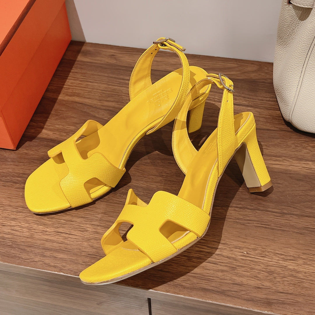 SLINGBACK SANDAL ETERNITE 75 YELLOW LAMBSKIN - 35