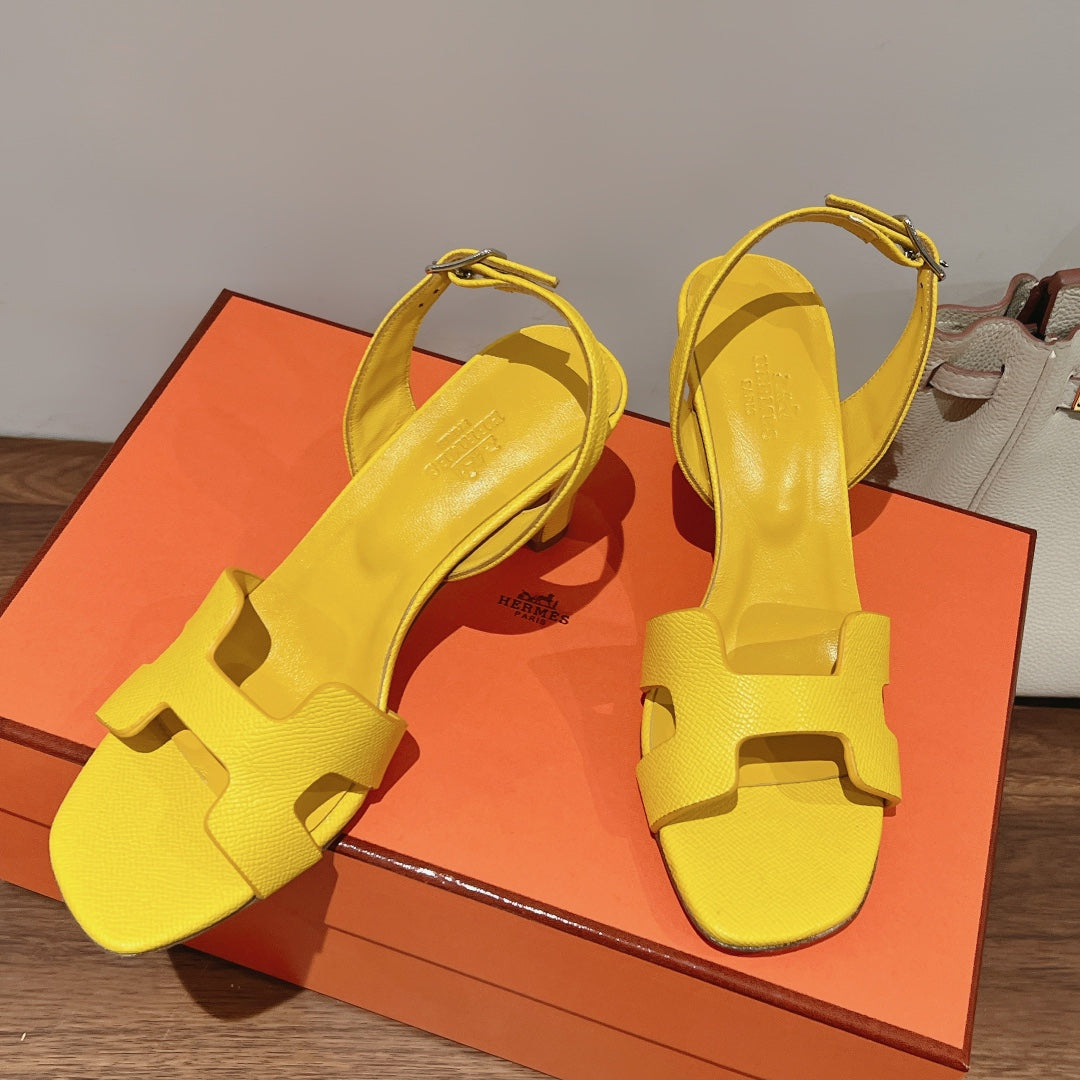 SLINGBACK SANDAL ETERNITE 75 YELLOW LAMBSKIN - 35