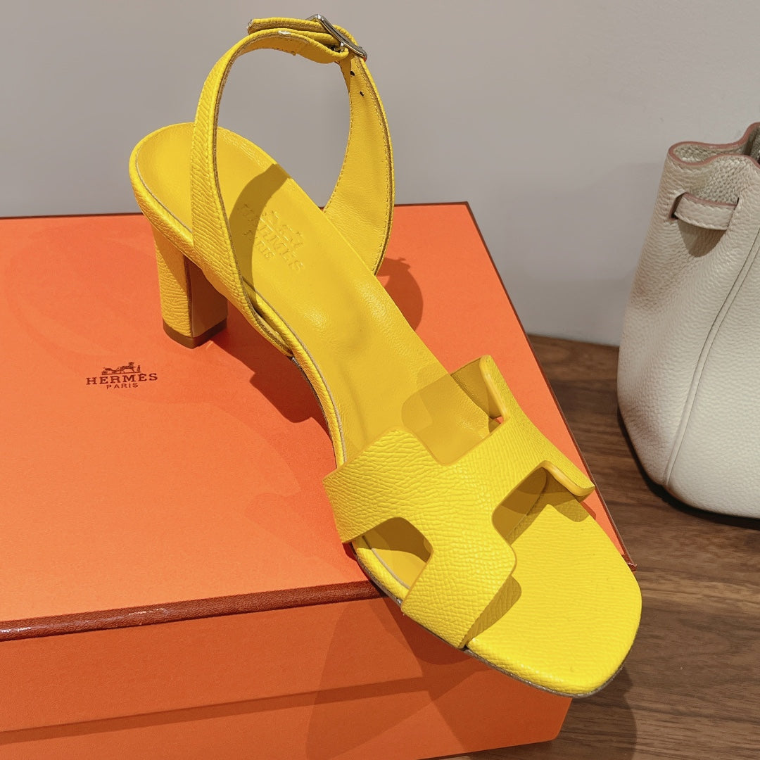 SLINGBACK SANDAL ETERNITE 75 YELLOW LAMBSKIN - 35
