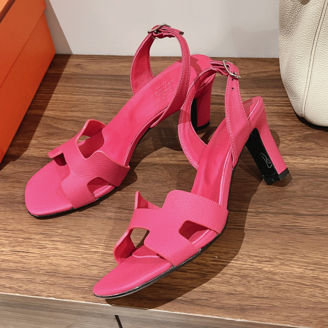 HOLY 75 SANDAL IN BRIGHT PINK GRAINED CALFSKIN - 35