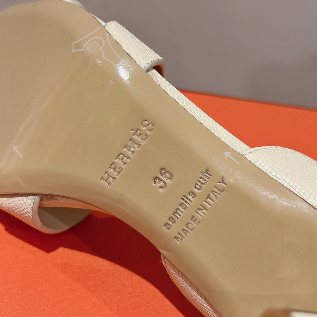 SLINGBACK SANDAL ETERNITE 75 CREAMY WHITE LAMBSKIN - 35