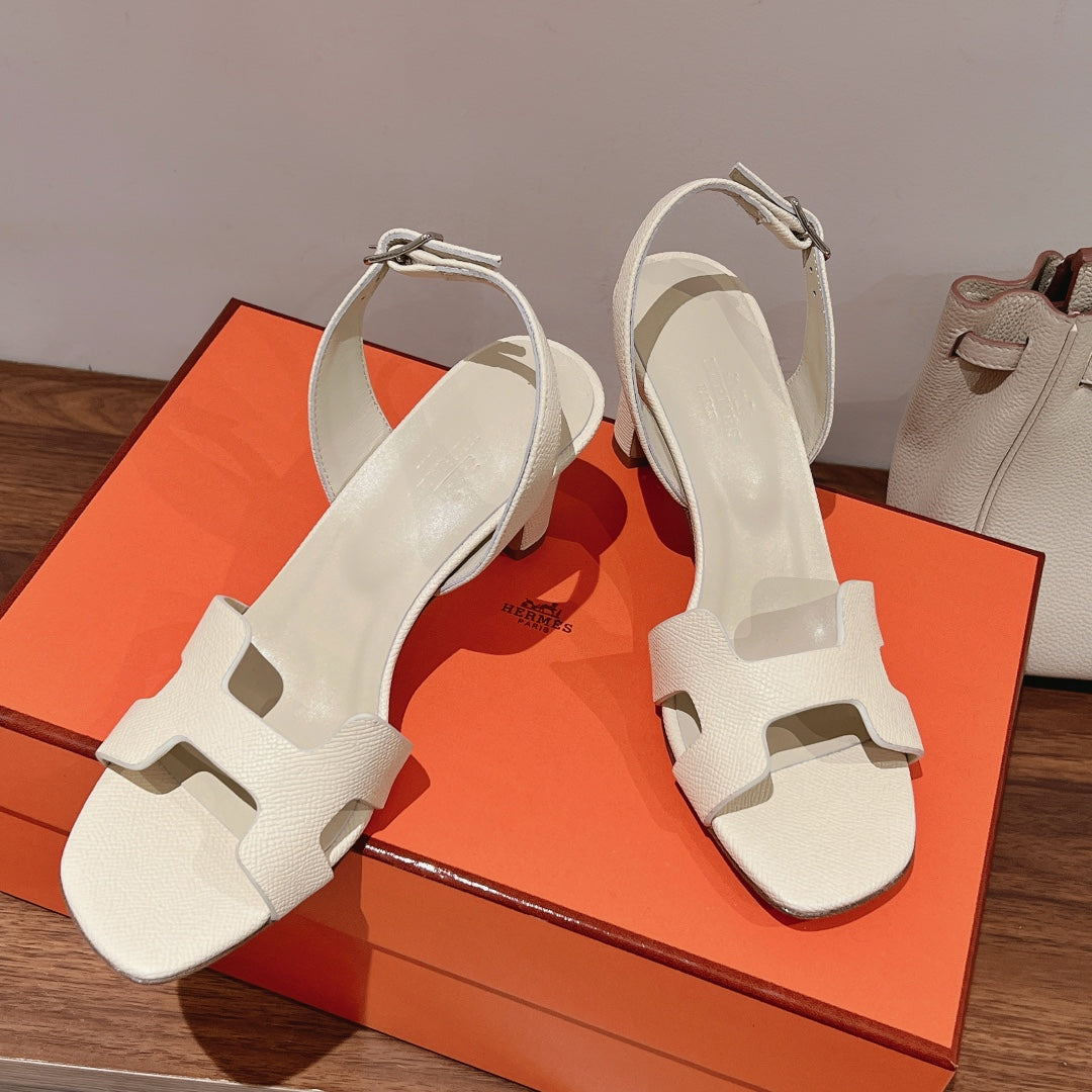 HOLY 75 SANDAL IN WHITE CREAM GRAINED CALFSKIN - 35