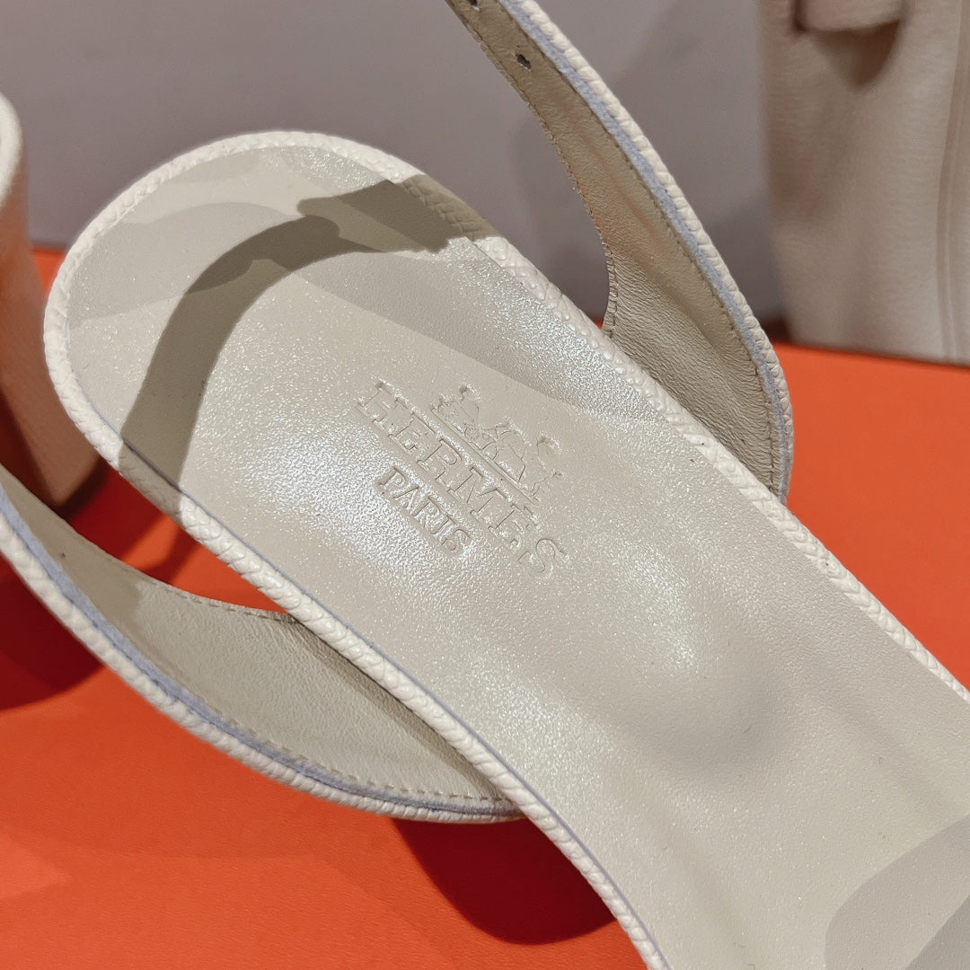 HOLY 75 SANDAL IN WHITE CREAM GRAINED CALFSKIN - 35