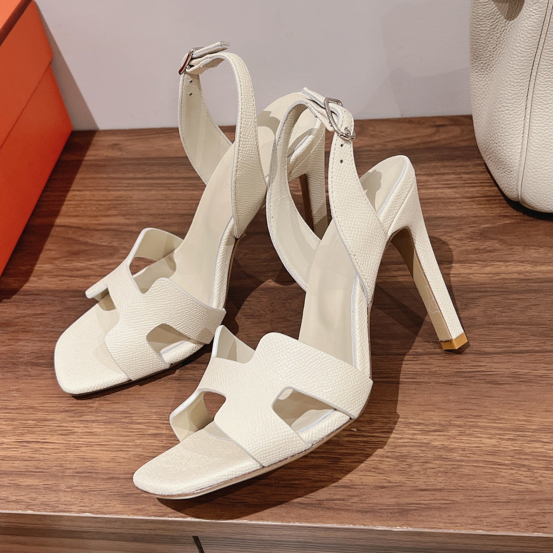 SLINGBACK SANDAL ETERNITE 105 WHITE LAMBSKIN - 35