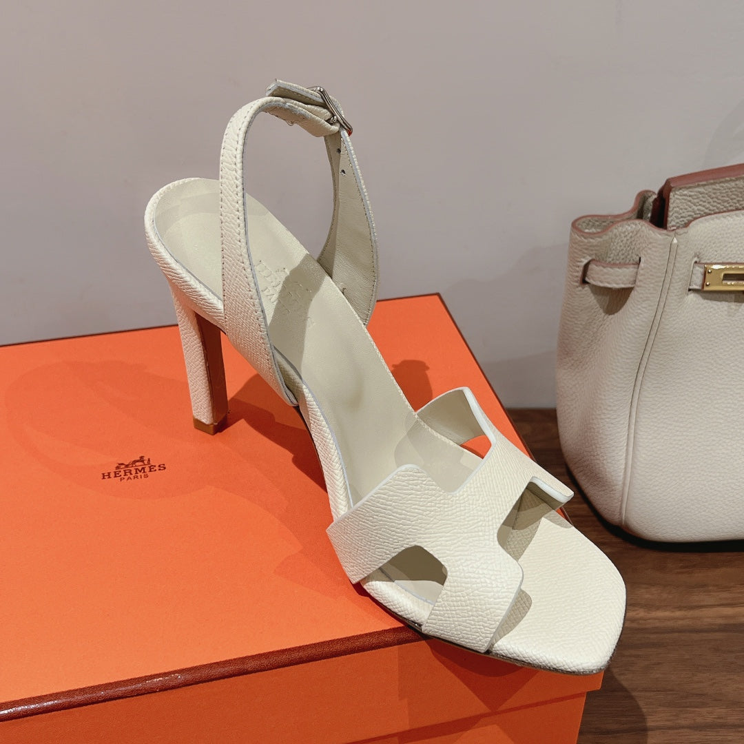 SLINGBACK SANDAL ETERNITE 105 WHITE LAMBSKIN - 35