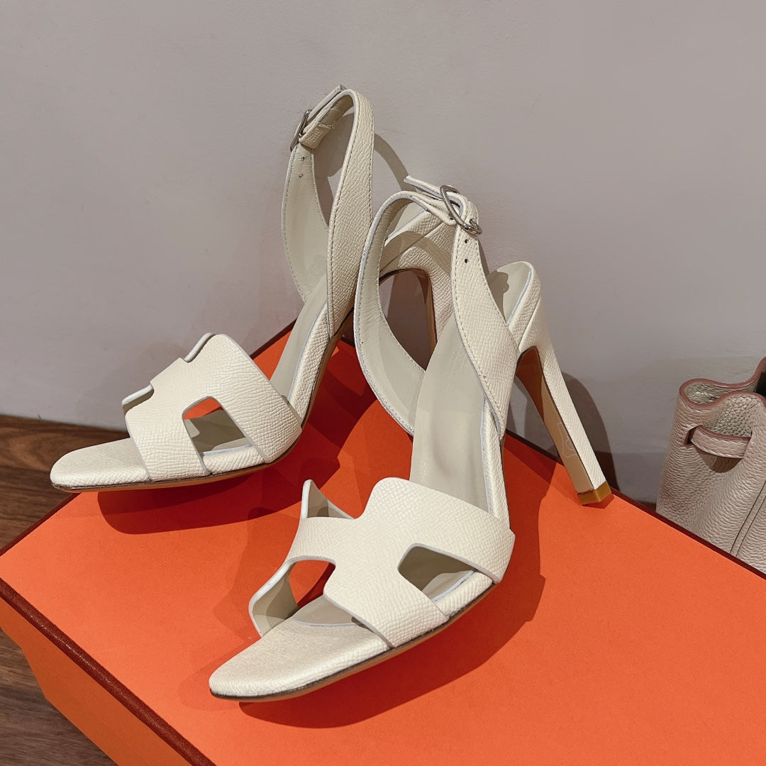 HOLY 105 SANDAL IN WHITE CREAM GRAINED CALFSKIN - 35